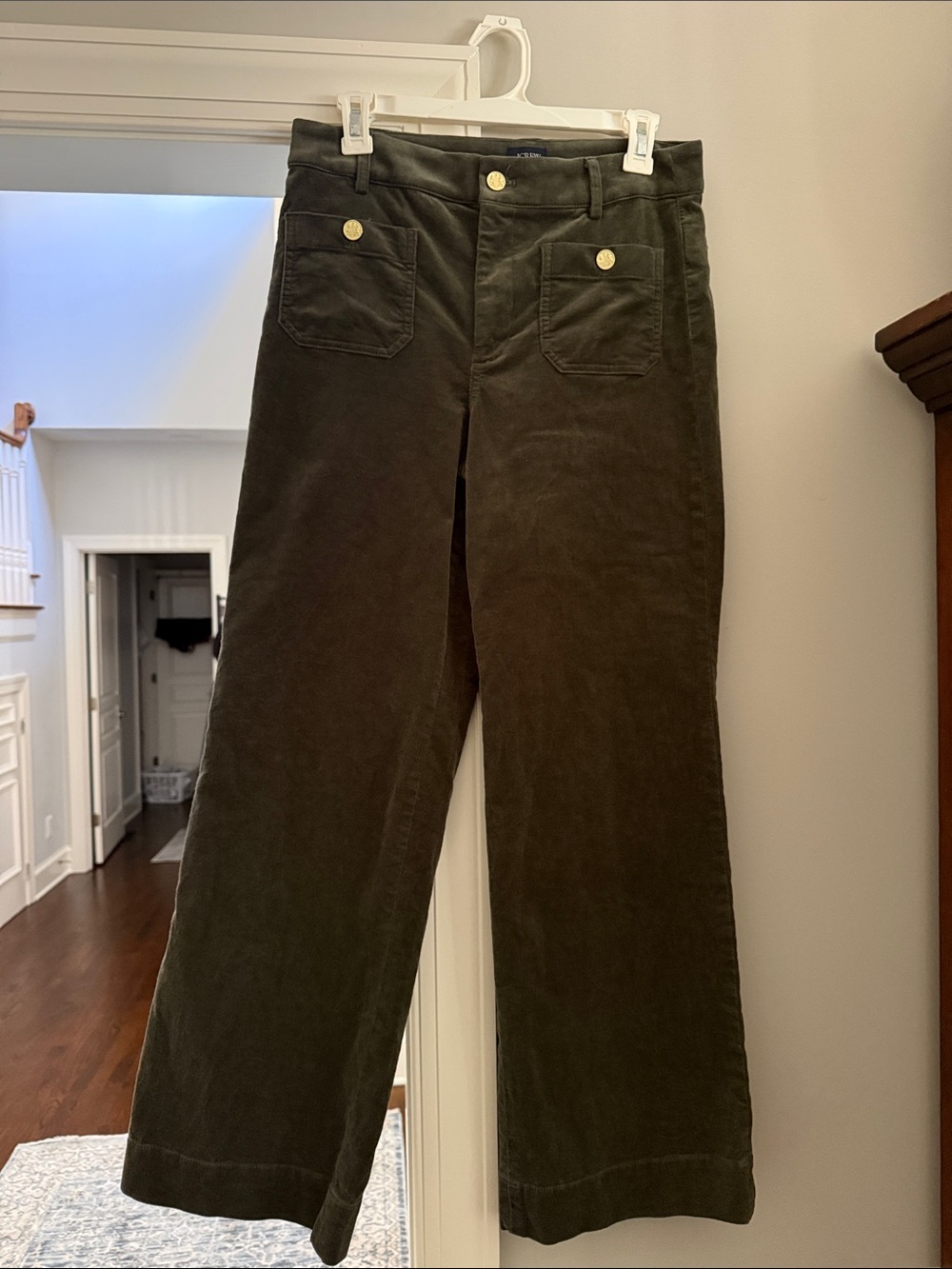 J Crew Women’s Olive Green Wide-Leg Corduroy Pants size 27 / 4